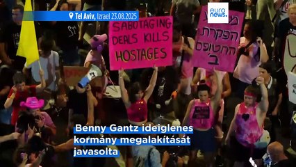 Újabb tüntetések a túszok hazatéréséért Tel-Avivban, Gantz új egységkormányt javasol