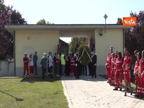 Anniversario terremoto Amatrice, deposta corona fiori a monumento vittime nel Parco Don Minozzi