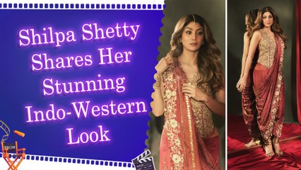 Shilpa Shetty stuns in gorgeous Indo-Western look with golden jewels and nath 