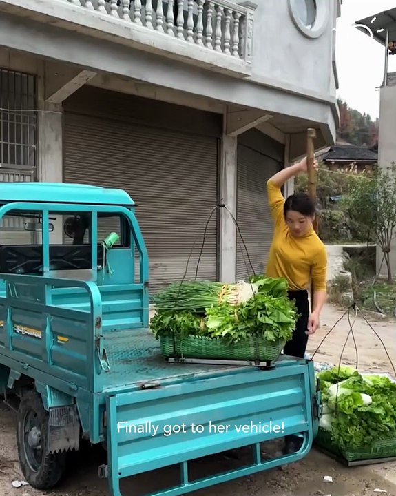 Hardworking woman sells vegetables