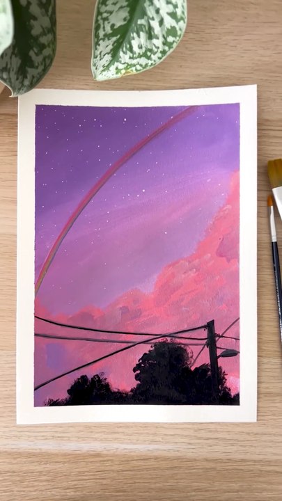 Gouache : Créez un Paysage Facile et Étonnant ! #gouache #peinture #art #painting