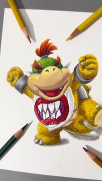 Dessin Bowser au crayon de couleur #dessin #art #drawing #mario #bowser
