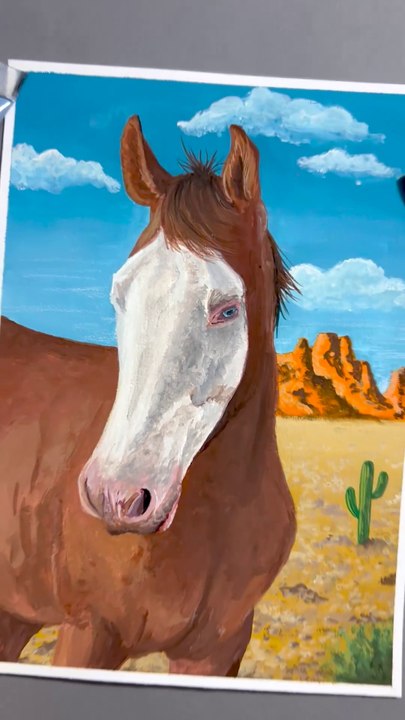 Peinture d'un cheval à la gouache #gouache #horsepainting #dessin