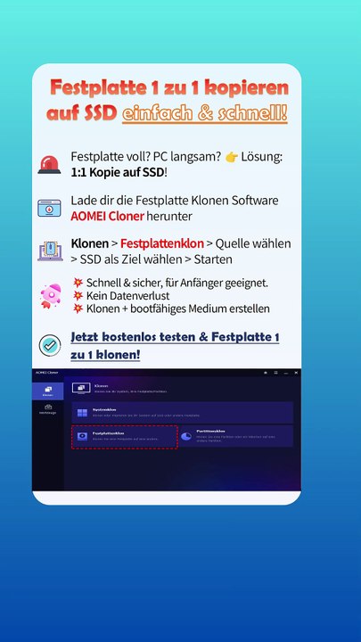 Festplatte auf SSD 1:1 klonen – ohne Datenverlust💻🚀