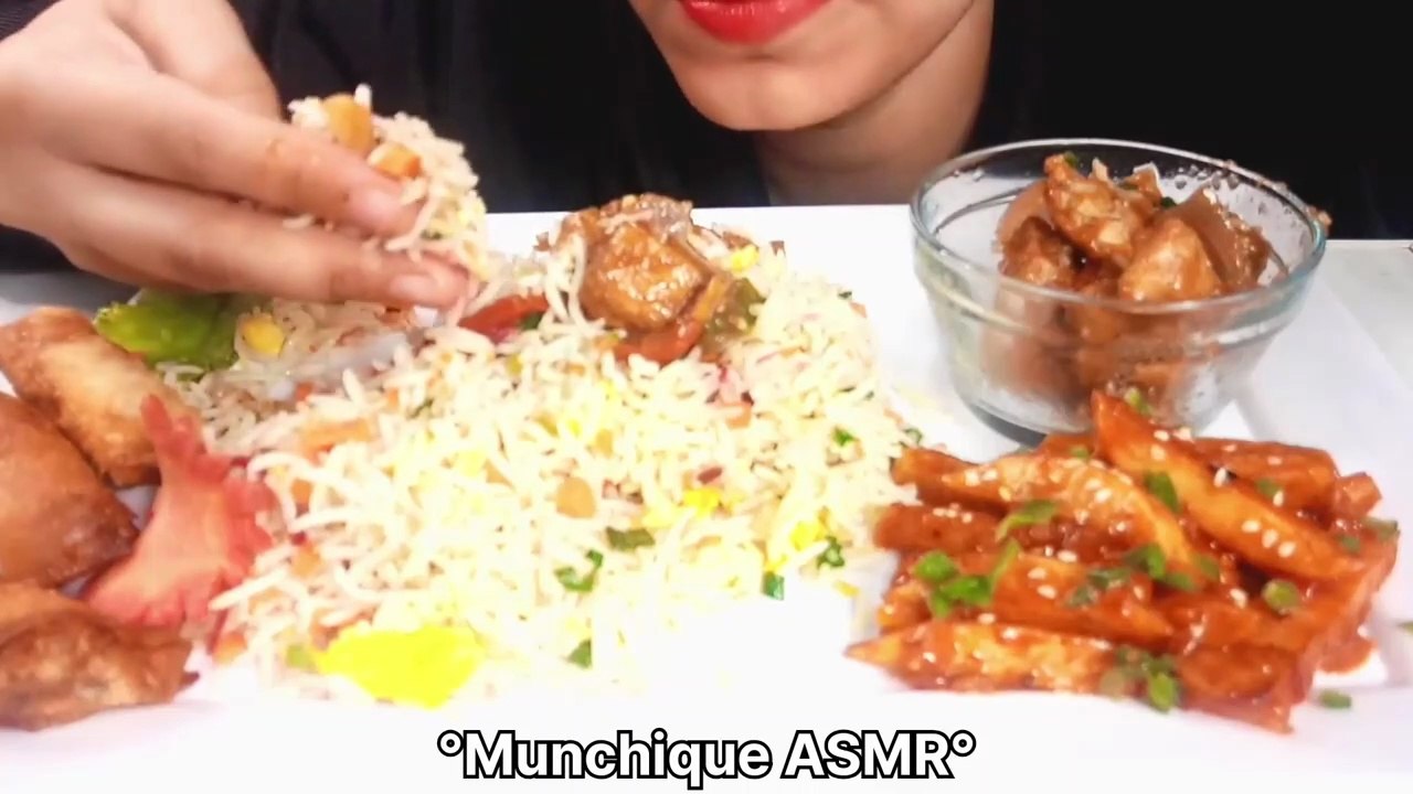 Eating Egg Fried Rice Spicy Chicken | ASMR Eating Mukbang