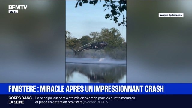 Finistère: crash impressionnant d'un hélicoptère dans l'eau, les deux passagers sont sains et saufs
