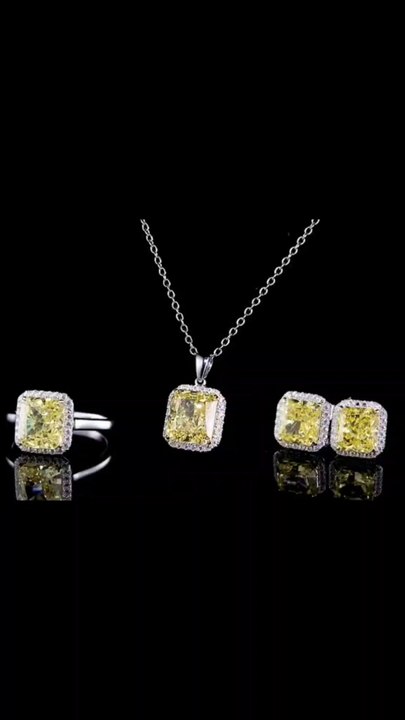 婚礼珠宝实验室钻石项链戒指耳环珠宝套装热卖时尚经典套装,Wedding Jewelry Lab Diamond Necklaces Rings Earrings Jewelry Sets Hot Sale Fashion CLASSIC Set