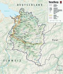 Map of Vorarlberg State. Peta Negara Bagian Vorarlberg. Vorarlberg State Map. Map of State of Vorarlberg. State of Vorarlberg Map. Karte des Landes Vorarlberg. Carte de l'État du Vorarlberg. Mapa do estado de Vorarlberg. Mapa del estado de Vorarlberg