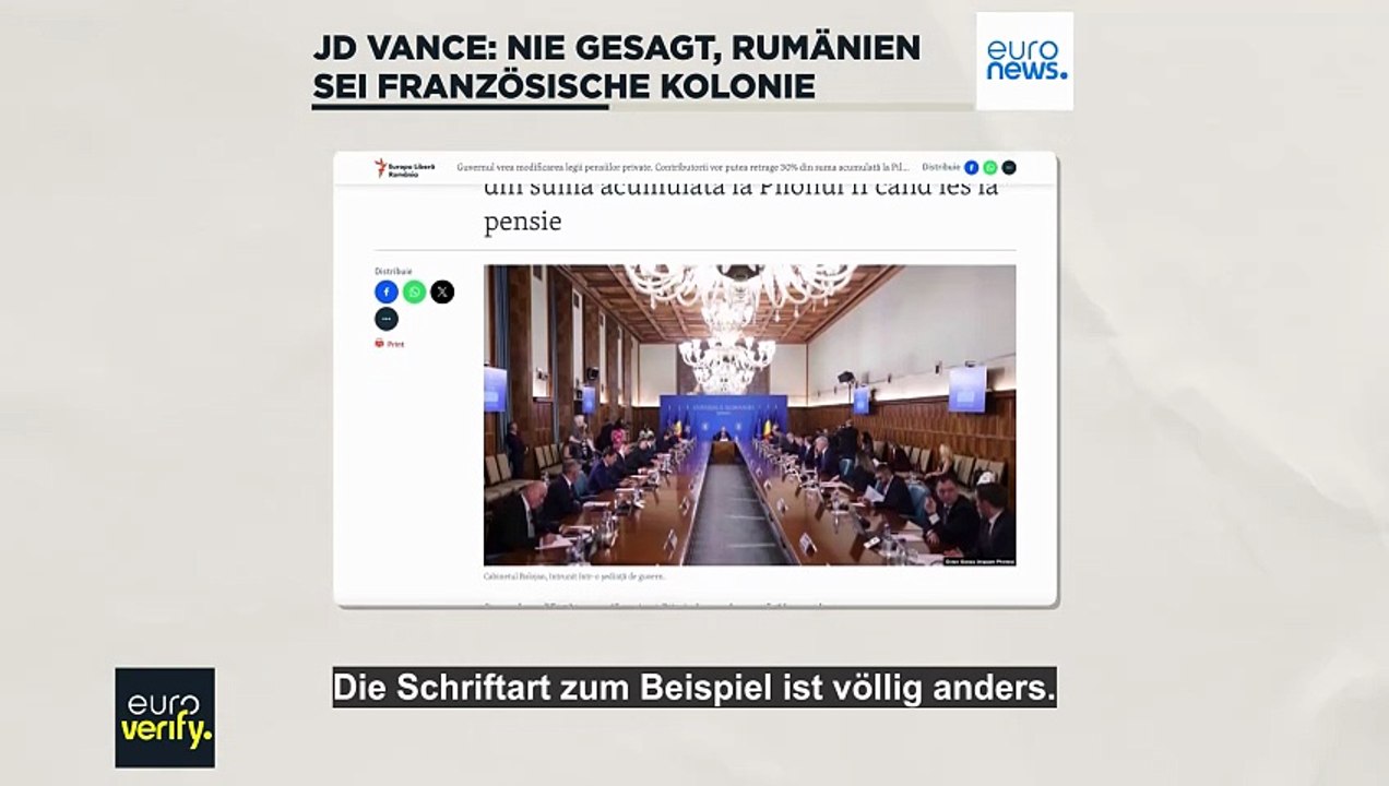 Hat JD Vance Rumänien eine französische Kolonie genannt?