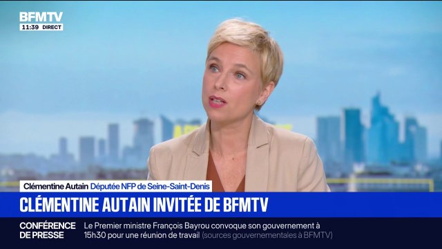 Pour Clémentine Autain (NFP), François Bayrou défend un choix de société (...) c'est de prendre dans la poche de ceux qui ont le moins pour engraisser ceux qui ont le plus
