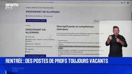 Alors que la rentrée scolaire approche, des postes de professeurs sont toujours vacants