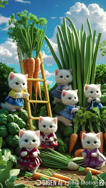 four little kittens climbing up a ladder