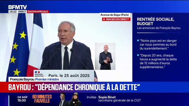 Discours de rentrée: La dette, c'est chacun d'entre nous , déclare le Premier ministre, François Bayrou