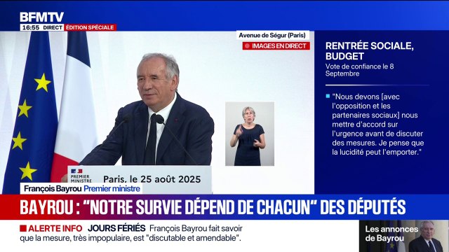 Discours de rentrée: Quand vous êtes un homme public, vous êtes là pour prendre vos responsabilités par pour vous échapper , lance François Bayrou, Premier ministre
