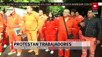 Trabajadores protestan cerca de la Torre de Pemex por falta de pago