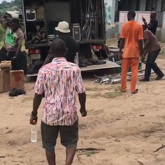 on a movie set, in preparation for a shoot at ADO AWAYE HILL at AGBOMOFUNYAKE CAVE in Ado Awaye Oyo State