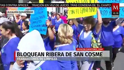 En la alcaldía Cuauhtémoc, trabajadores de limpieza protestan por falta de pago