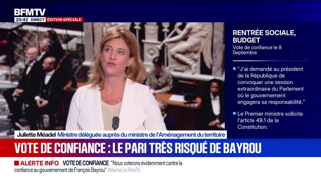 Vote de confiance du 8 septembre: La méthode du gouvernement Bayrou, c'est la discussion , estime Juliette Méadel, ministre déléguée auprès du ministre de l'Aménagement du territoire