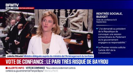Vote de confiance du 8 septembre: "La méthode du gouvernement Bayrou, c'est la discussion", estime Juliette Méadel, ministre déléguée auprès du ministre de l'Aménagement du territoire