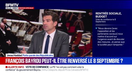 Vote de confiance du 8 septembre: "On danse sur un volcan", image Jonas Haddad, porte-parole des Républicains