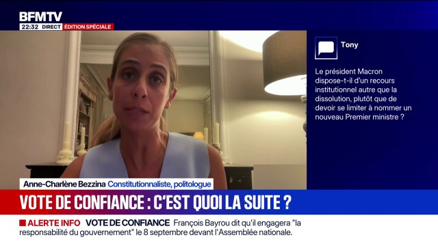 Vote de confiance du 8 septembre: François Bayrou met fin à un an et demi de gouvernance négative , indique Anne-Charlène Bezzina, politologue