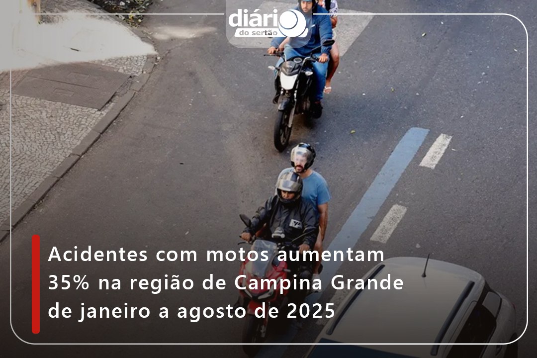 Acidentes com motos aumentam 35% na região de Campina Grande de janeiro a agosto de 2025