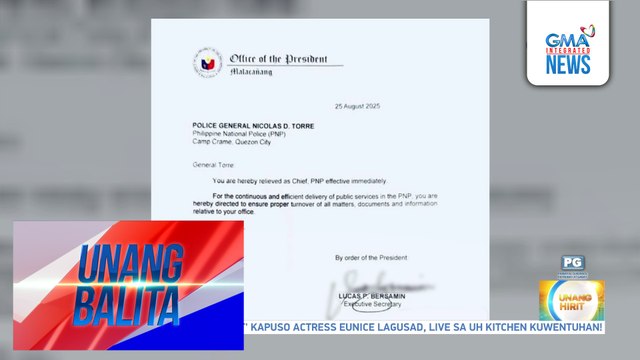 BREAKING NEWS – Exec. Sec. Bersamin - PNP Chief PGen. Nicolas Torre III, tinanggal sa puwesto | Unang Balita