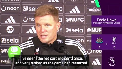 'Maybe I've got the wrong angle' - Howe in disagreement over Gordon red card