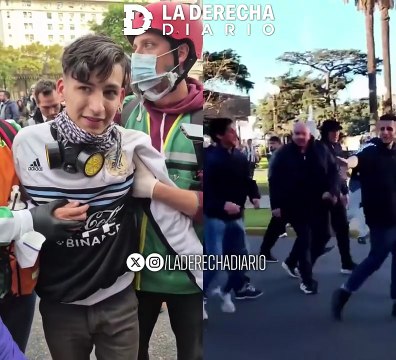 El militante kirchnerista que le pegó una patada a traición en la espalda a un jubilado militante de Milei fue el mismo que en la Marcha de Jubilados decía que hay que seguir bancando a los jubilados, no puede ser que sigamos bancando nosotros los