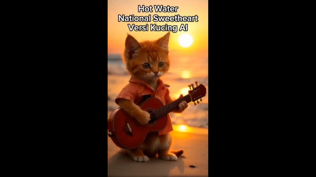 "🎸😻 Kucing AI Memainkan 'Hot Water National Sweetheart' dengan Gitar! 🎶"