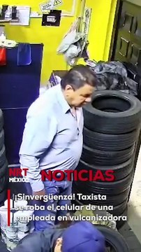 Un taxista fue captado por cámaras de seguridad en el momento exacto en que le roba el celular a una mujer trabajadora de una vulcanizadora