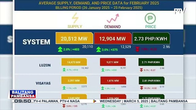 Increased power supply drives down February WESM prices