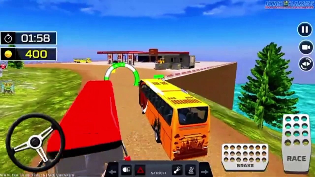 Uphill offroad bus driving simulator gameplay