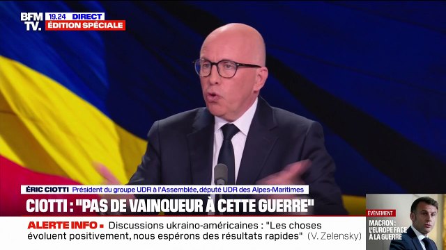 Guerre en Ukraine: Éric Ciotti se dit hostile à l'envoi de troupes sur le sol ukrainien pour maintenir la paix dans le climat actuel