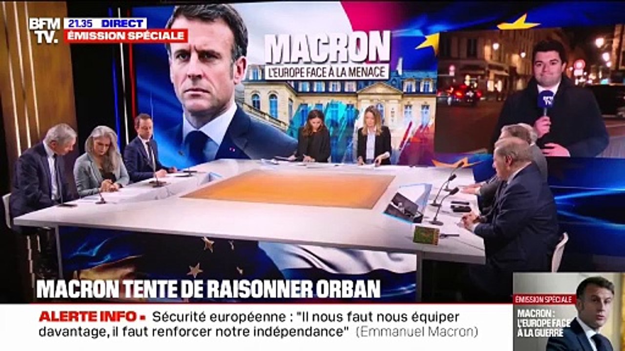 Emmanuel Macron reçoit le Premier ministre hongrois Viktor Orban à la veille d'un sommet européen à Bruxelles consacré à l'Ukraine