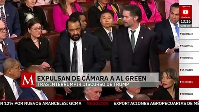 Sacan a congresista de la Cámara de Representantes por interrumpir discurso de Trump