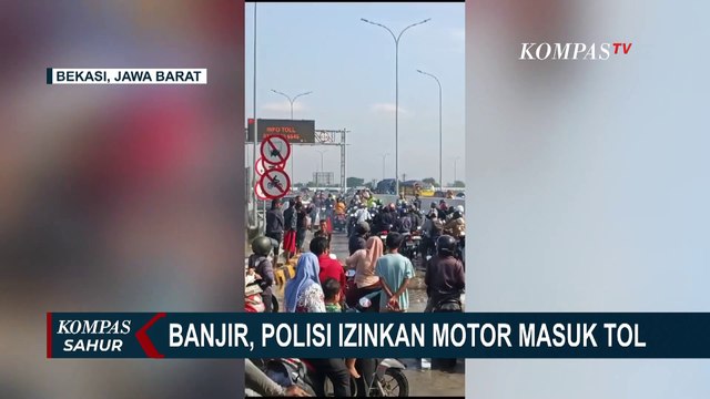 Detik-Detik Ratusan Motor Masuk Tol Cibitung-Cilincing Buntut Banjir Jabodetabek