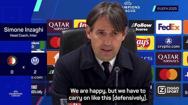 Inzaghi 'very confident' after Inter's 2-0 UCL win at Feyenoord