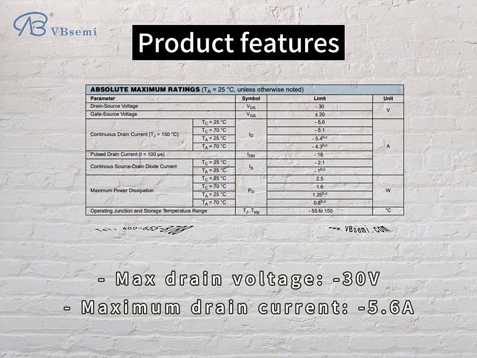 MSI3401-VB is a SOT23 package P-Channel field effect MOS tube