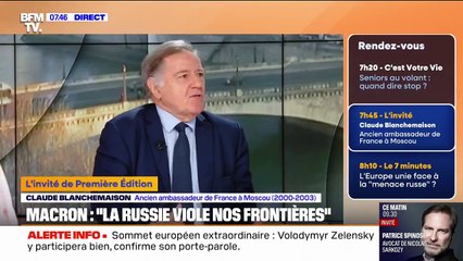 Pour Claude Blanchemaison, ancien ambassadeur de France à Moscou, Emmanuel Macron "a raison de dire que Poutine est sur une ligne totalement agressive"
