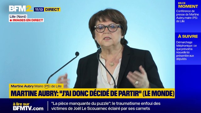 La maire socialiste de Lille, Martine Aubry, annonce quitter ses fonctions à un an des municipales