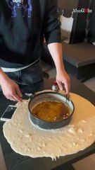 Baking experiment goes wrong as cake falls apart and leaves a mess all over the table