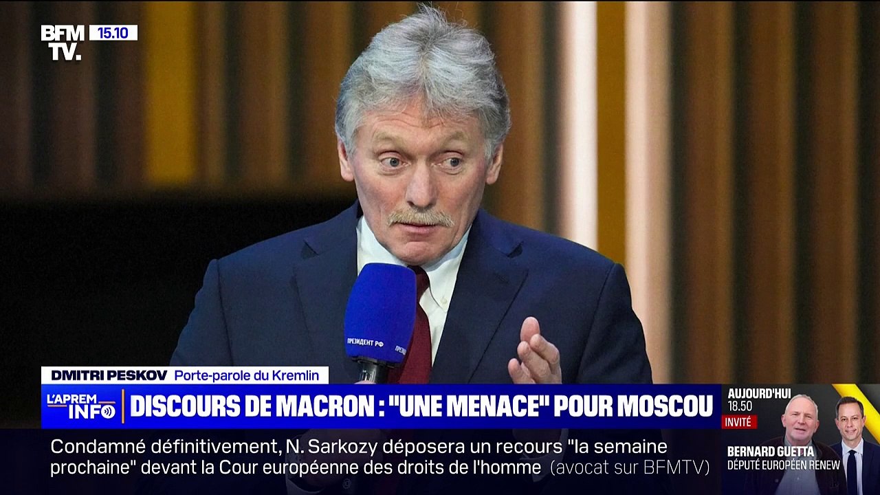 Allocution d'Emmanuel Macron: "La France veut que la guerre continue", réagit le porte-parole du Kremlin, Dmitri Peskov