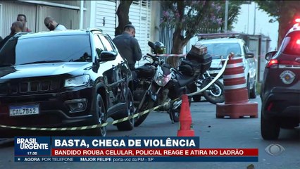 Bandido rouba celular, policial reage e atira no ladrão