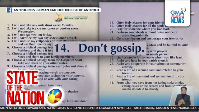 No tsismis at bawas gadget, kabilang sa 31 Lenten Challenge na inilabas ng Diocese of Antipolo | SONA