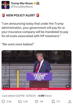 Trump promised government funded IVF or mandated insurance coverage