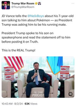 Trump Campaign Promoted JD Vance Video Telling Son to “Shut the Hell Up …About Pikachu”