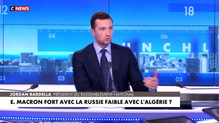 Jordan Bardella : «M. Macron est fort et dur avec M. Poutine, et docile et faible avec M. Tebboune.»