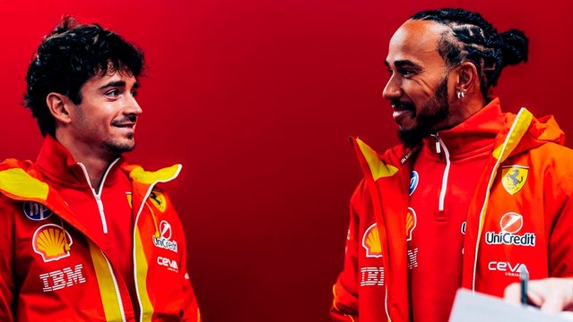 Ferrari se impone a la temporada 2025 y así se presentan en Milán Lewis Hamilton y Charles Leclerc