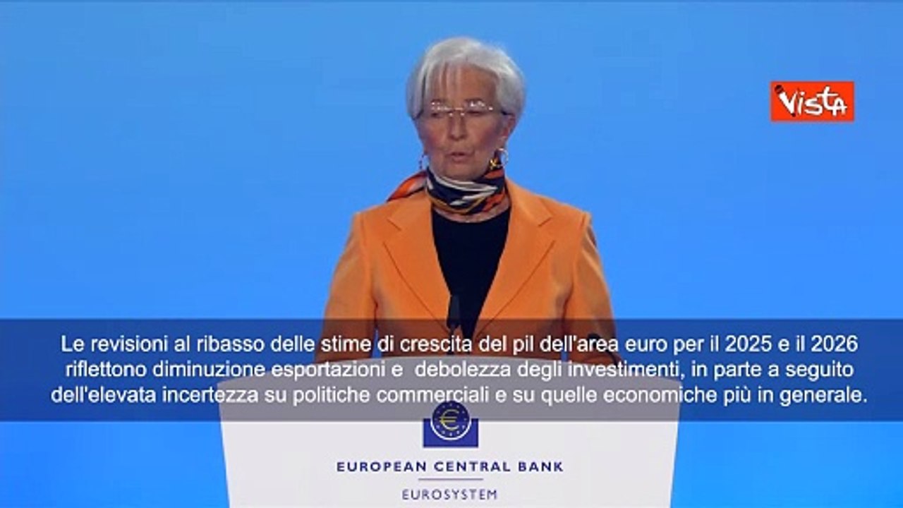 Lagarde (Bce): Incertezza politiche commerciali pesa su export e investimenti